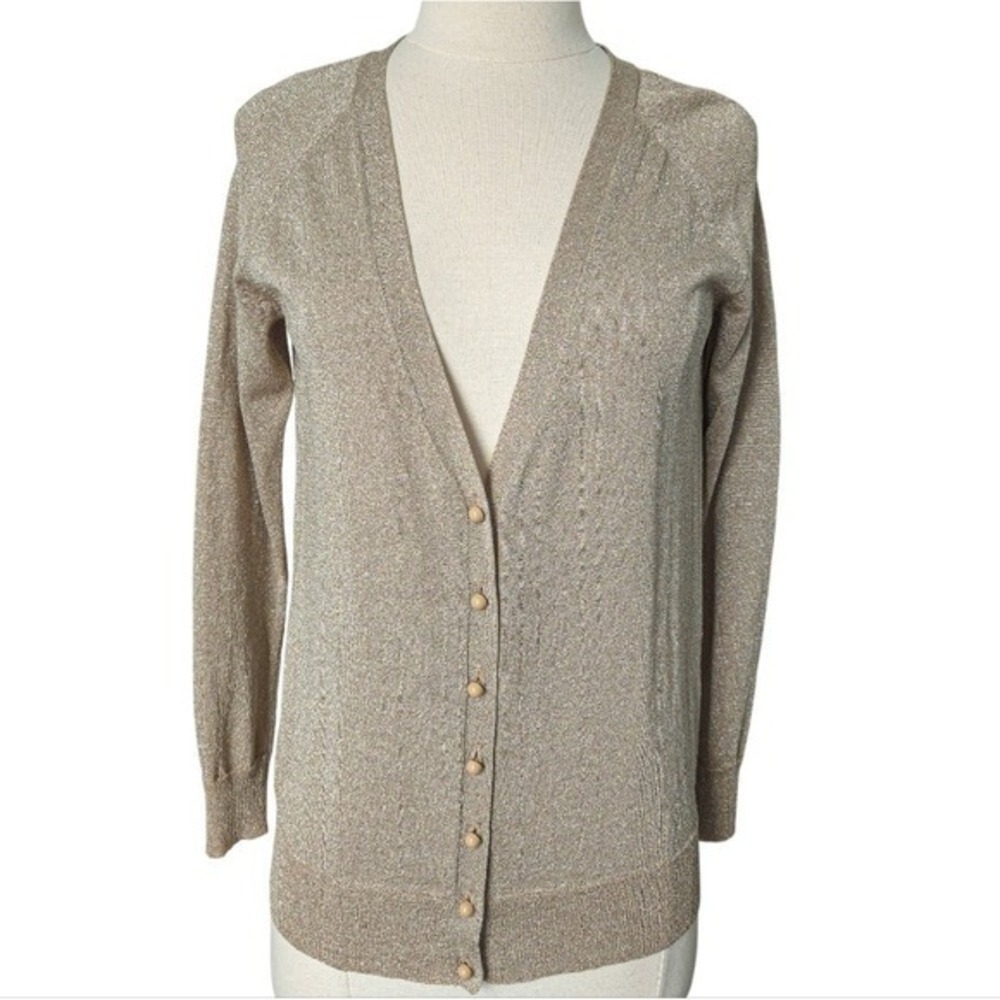 Talbots Metallic Gold Cardigan‎ Sweater- Petite Small, PS